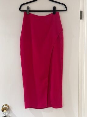 Zara Hot Pink Wrap-Detail Pencil Skirt